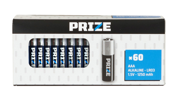Batteri alkalisk AAA 60-pk. - PRIZE®